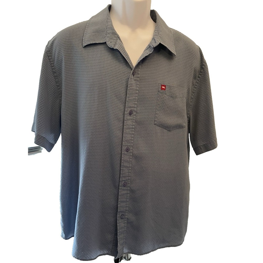 Tony Hawk Shirt Mens Large Blue Plaid Checks Button Short Sleeve Modal Blend L